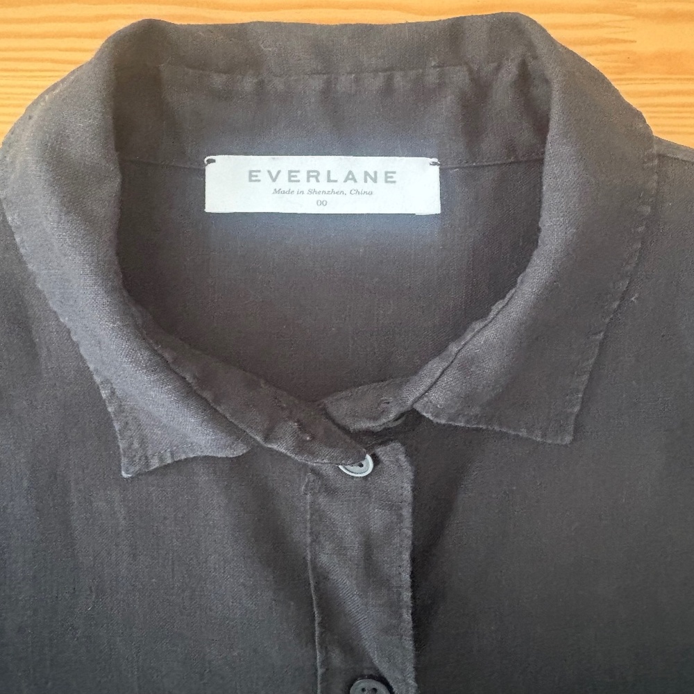 Everlane Black 100% Linen Button Shirt Dress XXS - Picture 10 of 15